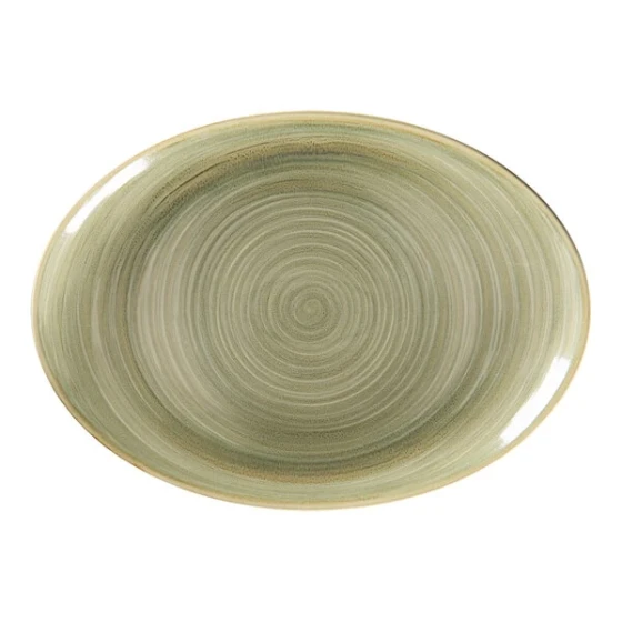 RAK Porcelain Rakstone Spot 12 5/8" x 9 1/16" Emerald Porcelain Oval Platter - 6/Case