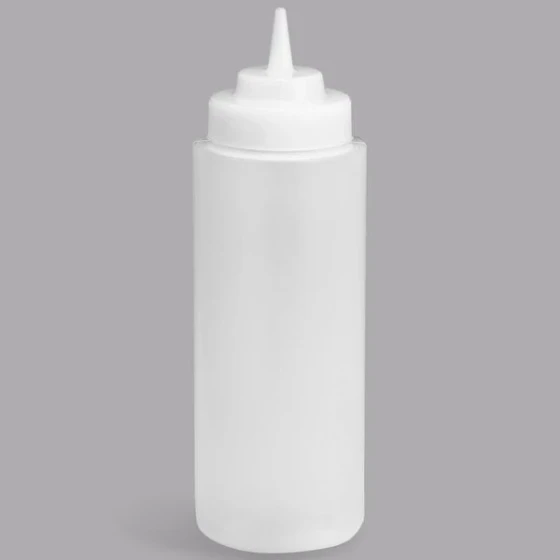 TableCraft 3263C 32 oz. Clear WideMouth™ and Standard Tip Top Squeeze Bottle with 63 mm Opening - 12/Pack