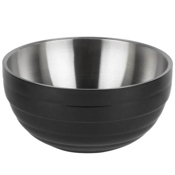 Vollrath 4659160 Double Wall Round Beehive 3.4 Qt. Serving Bowl - Black Black