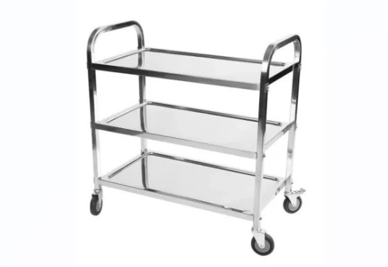 3 Compartment Stainless Steel Service Trolley - 96 x 50 x 96 cm