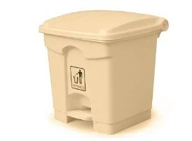 Plastic Garbage Bin - Center Pedal - 30 Ltr - Beige