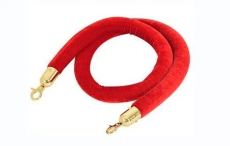Velvet Rope with - Golden Hook - 1.5 Mtr - Red