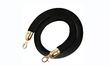 Velvet Rope with - Golden Hook - 1.5 Mtr - Black