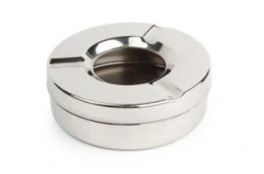 Stainless Steel Ashtray - Round - With cover