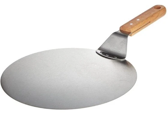 Stainless Steel Round Pizza Peel Wooden Handle  - 25.5 Cm