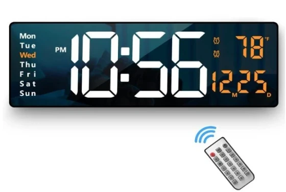 Abovsare Plastic Digital Wall Clock Large Display with remort control / date and temperature  - 16.2 Inch