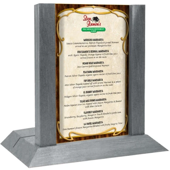Menu Solutions WDAFR-B Ash Wood Menu Holder / Tent with 5" x 7" Insert Slot