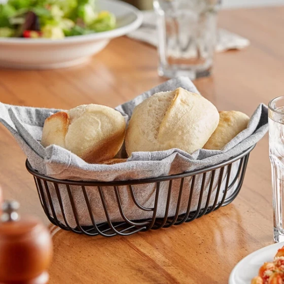 Acopa 9" x 6" Oval Black Wire Basket