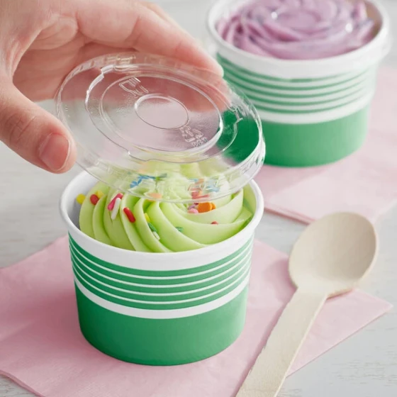 Choice 4 oz. Green Paper Frozen Yogurt / Food Cup with Flat Lid - 50/Case