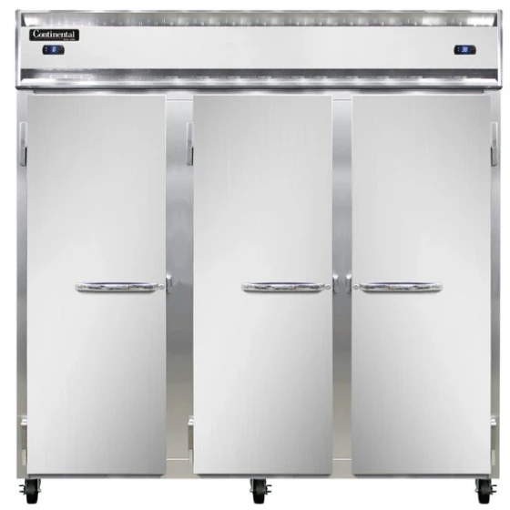 Continental Refrigerator 3RFFN 78" Solid Door Dual Temperature Reach-In Refrigerator / Freezer / Freezer - 68 cu. ft.
