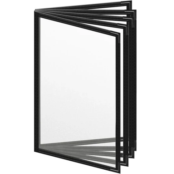 H. Risch, Inc. TE-10V Deluxe Sewn 5 1/2" x 8 1/2" Black 10 View Vinyl Menu Cover with Black Smooth Corners and Matte Finish