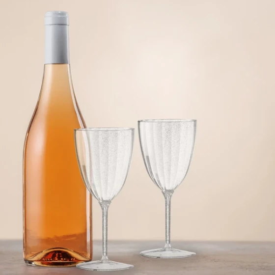 Posh Setting 7 oz. Silver Glitter 1-Piece Plastic Wine Goblet - 96/Case