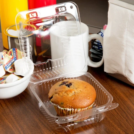 Durable Packaging PXT-11600 Duralock 5 1/4" x 5 5/8" x 3 1/4" Deep Clear Hinged Lid Plastic Container - 500/Case