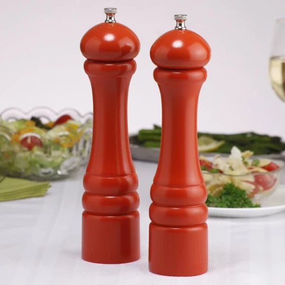 Chef Specialties 10902 Professional Series 10" Customizable Autumn Hues Butternut Orange Pepper Mill and Salt Mill Set