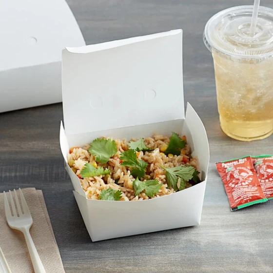 Fold-Pak 01BPDINEWM Bio-Pak Dine White Microwavable Paper #1 Take-Out Container 4 3/8" x 3 1/2" x 2 1/2" - 360/Case