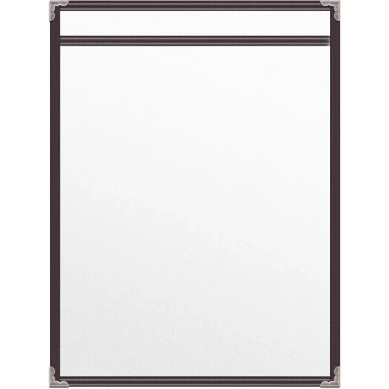 H. Risch, Inc. TES Deluxe Sewn 8 1/2" x 11" Brown 2 View Vinyl Menu Cover with Silver Decorative Corners and Matte Finish