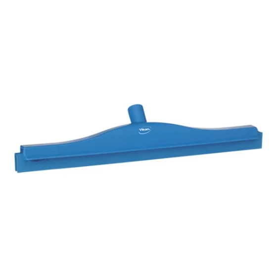 Vikan 77133 19 11/16" Blue Ultra-Hygienic Double Blade Rubber Floor Squeegee with Plastic Frame and Replacement Cassette