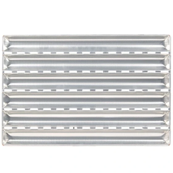 Matfer Bourgeat 311121 6 Loaf Anodized Aluminum Baguette / French Bread Pan - 25 1/2 inch x 2 3/8 inch x 1 inch Compartments