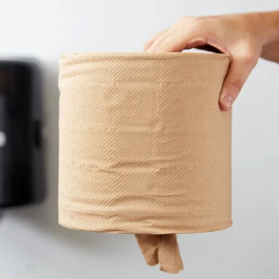 Retain 27500 2-Ply Brown Natural Kraft Coreless Center Pull Paper Towel 500' Roll - 6/Case