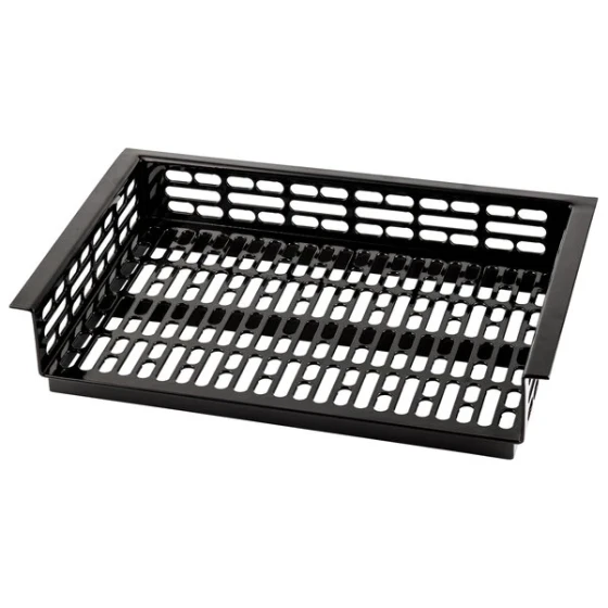 TableCraft CW1064BK Simple Solutions 21 1/4" x 13 5/8" x 3" Black Cast Aluminum Perforated Single Cold Well Drop-In Template