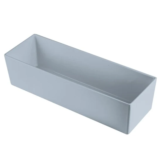 TableCraft CW5010GY Simple Solutions 1/2 Size Long Gray Cast Aluminum Deep Straight Sided Bowl - 5" Deep