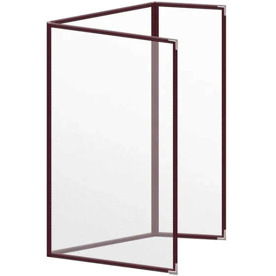 H. Risch, Inc. TEDQ Deluxe Sewn 8 1/2" x 14" Maroon 6 View Menu Cover with Silver Smooth Corners and Matte Finish