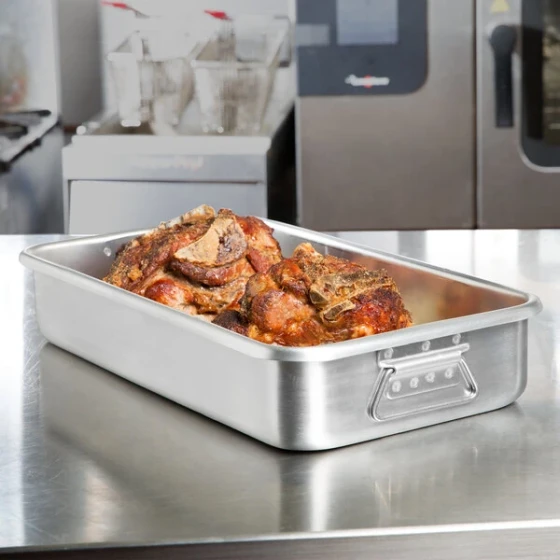 Vollrath 68366 Wear-Ever 11.25 Qt. Aluminum Roasting Pan with Handles - 19 3/4" x 10 7/8" x 3 5/8"
