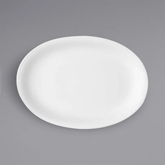 Bauscher Smart from BauscherHepp 11 3/8" x 8" Bright White Oval Porcelain Coupe Platter - 6/Case