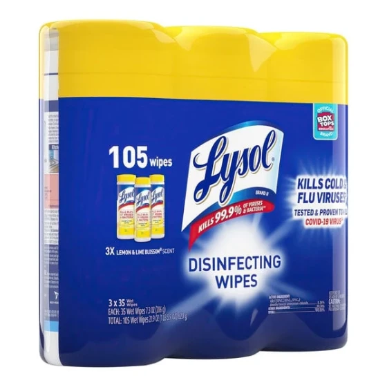 Lysol 35-Count Lemon and Lime Blossom Scent Disinfecting Wipes RAC82159CT - 12/Case