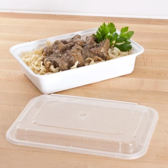 Pactiv Newspring NC888 38 oz. White VERSAtainer Rectangular Microwavable Container with Lid - 150/Case
