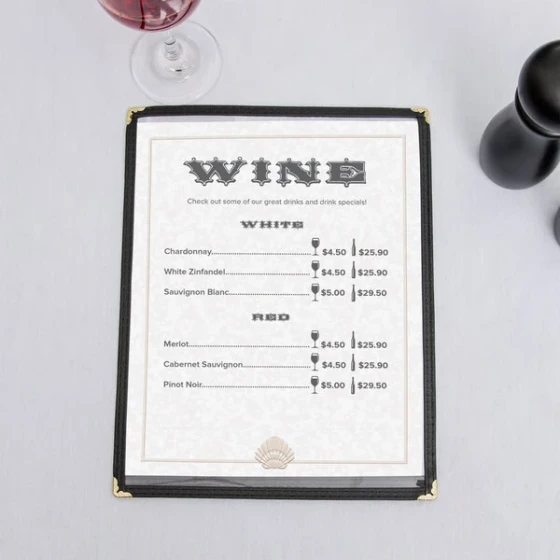 Choice 8 1/2" x 11" Menu Paper - Tan Shell Border - 100/Pack