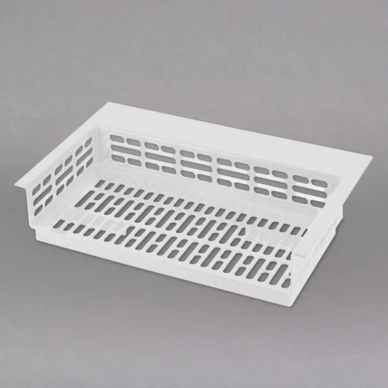 TableCraft CW1084W Simple Solutions 21 1/4" x 13 5/8" x 5" White Cast Aluminum Perforated Single Cold Well Drop-In Template