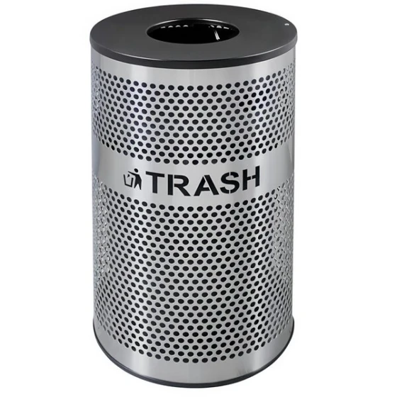 Ex-Cell Kaiser VCT-33 PERF SS Venue Collection 33 Gallon Perforated Stainless Steel Round Trash Can