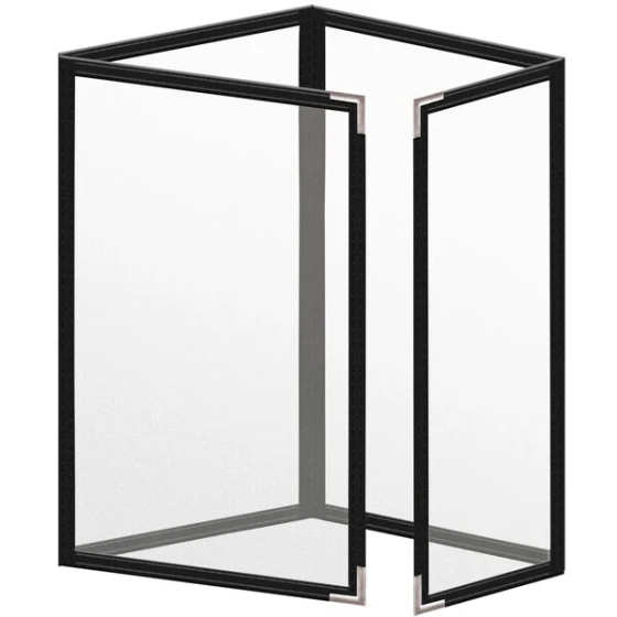 H. Risch, Inc. TETQ Deluxe Sewn 5 1/2" x 8 1/2" Black 8 View Foldout Vinyl Menu Cover with Silver Smooth Corners and Matte Finish