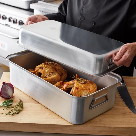 Vollrath Wear-Ever 17.75 Qt. Aluminum Double Roaster Pan - 20" x 11 1/8" x 9 1/8"
