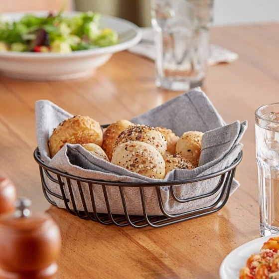 Acopa 8" x 2" Round Black Wire Basket