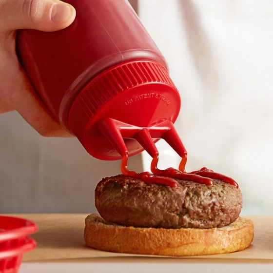Vollrath 3316-1302 Traex® Color-Mate™ 16 oz. Clear Tri Tip™ Wide Mouth Squeeze Bottle with Red Cap