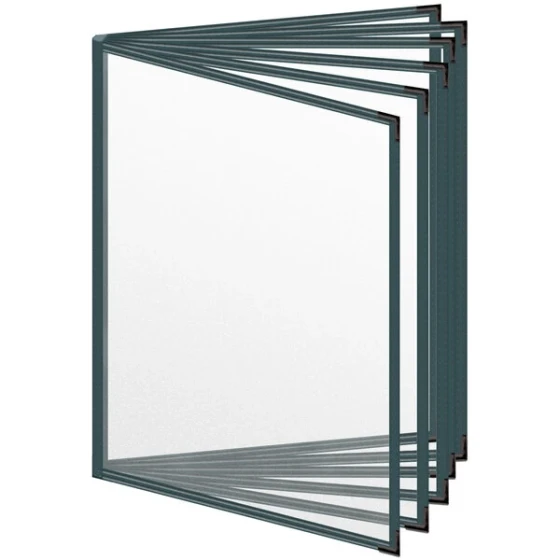 H. Risch, Inc. TE-12V Deluxe Sewn 8 1/2" x 11" Green 12 View Vinyl Menu Cover with Black Smooth Corners and Matte Finish