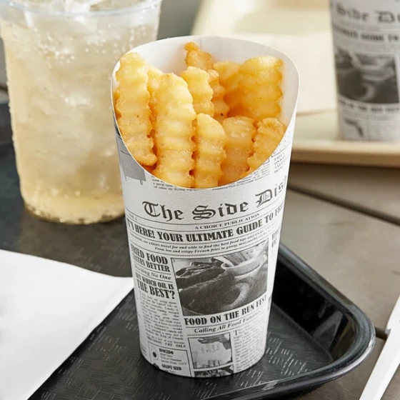 Choice Large 16 oz. Paper Scoop Cup with Newsprint Design - 50/Pack