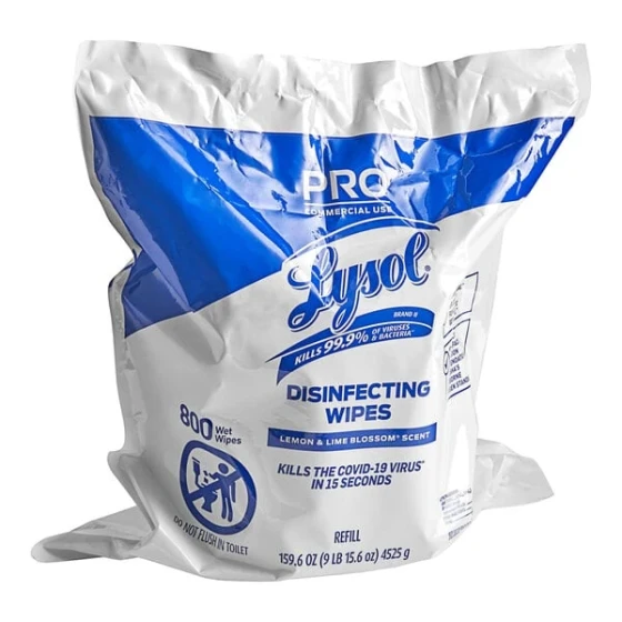 Lysol 800-Count Lemon and Lime Blossom Scent Disinfecting Wipes Refill - 2/Case