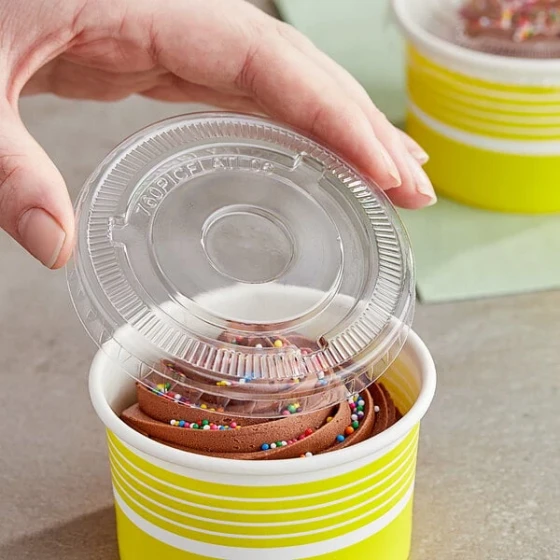 Choice 6 oz. Clear Flat Frozen Yogurt Lid with No Hole - 1,000/Case