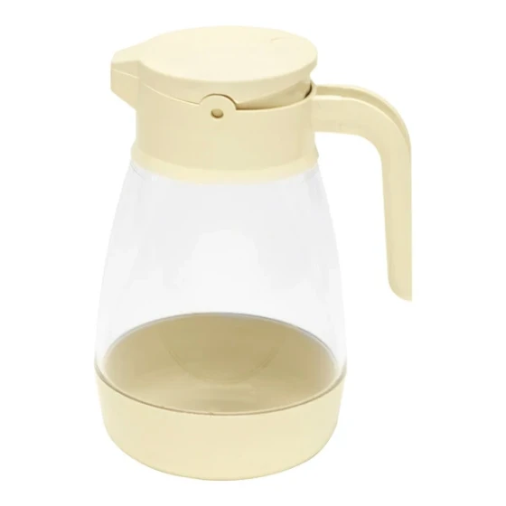 Service Ideas Classic 16 oz. Clear Plastic Syrup Dispenser with Almond Top - 6/Case
