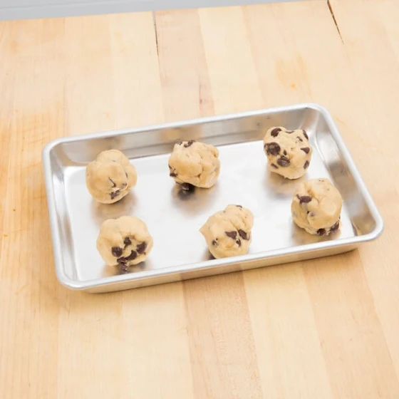 Chicago Metallic 41800 Eighth Size 16 Gauge 6 7/16 inch x 9 7/16 inch Curled Rim, No Wire Aluminum Sheet Pan