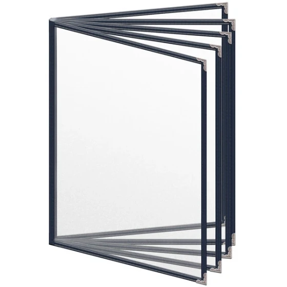 H. Risch, Inc. TE-10V Deluxe Sewn 8 1/2" x 11" Blue 10 View Vinyl Menu Cover with Silver Decorative Corners and Matte Finish