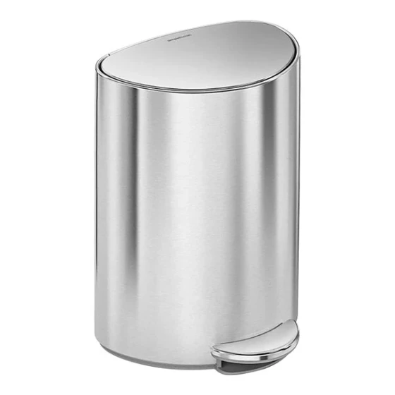 simplehuman CW2106 1.6 Gallon / 6 Liter Brushed Stainless Steel Semi-Round Step-On Trash Can with Liner Pocket