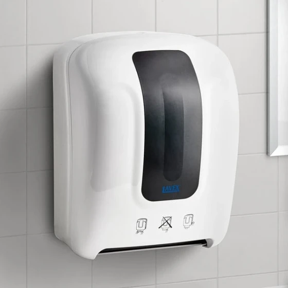 Lavex White Manual Pull-Activated Paper Towel Dispenser