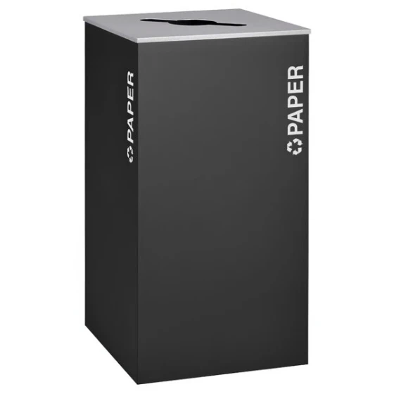 Ex-Cell Kaiser RC-KD36-P BLX Kaleidoscope XL Series Black Texture Square 36 Gallon Customizable Paper Receptacle
