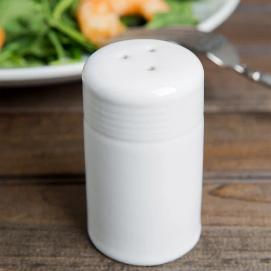 Tuxton BWI-0301 2 oz. White China Pepper Shaker - 12/Case