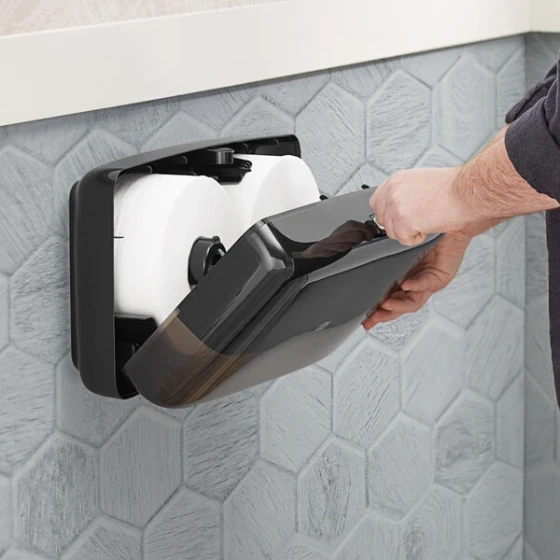 Tork Elevation 5555290 Black Double Roll Mini Jumbo Toilet Tissue Dispenser T2