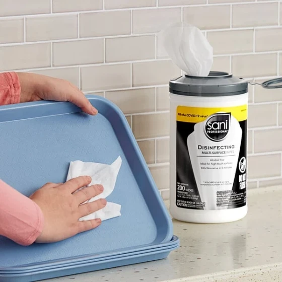 Sani Professional 7 1/2" x 5 3/8" 200-Count Alcohol-Free Disinfecting Multi-Surface Wipes